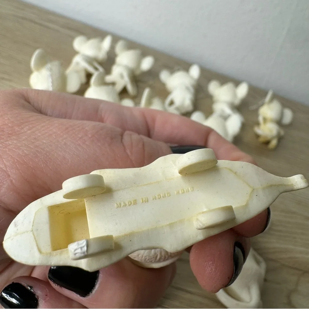 Vintage Christmas Mice Ornaments HONG KONG Plastic Set‎ of 14 Classic Tacky MCM